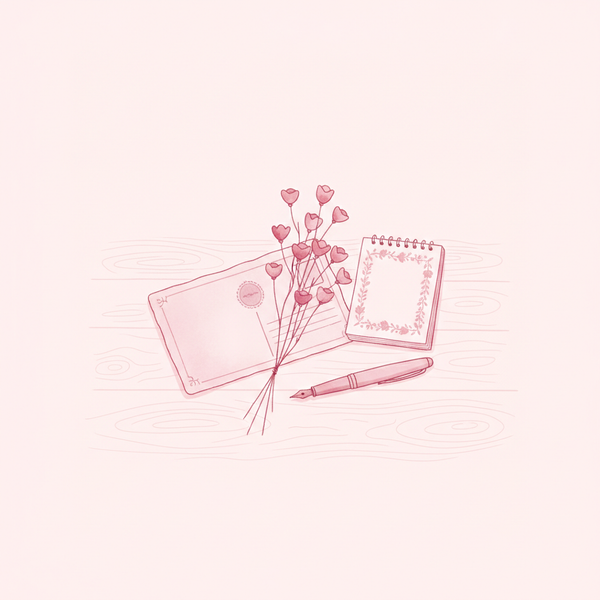 Tarjeta save the date con flores y detalles decorativos en tonos rosas